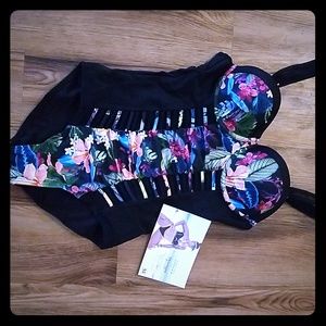 One piece bold floral swim suit size 8